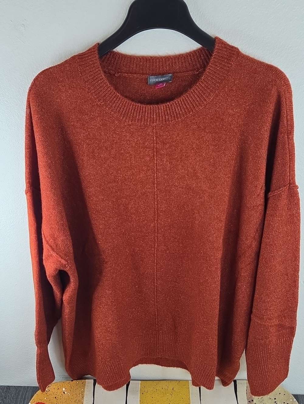Vince Camuto Plus 2X Burnt Orange Crewneck Sweater Ribbed Knit NWT $79
